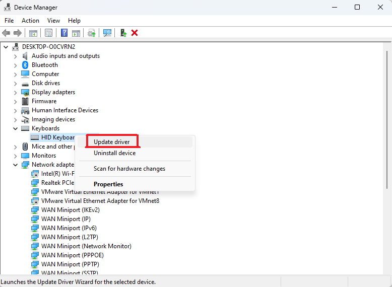 3. Right click and Update Driver