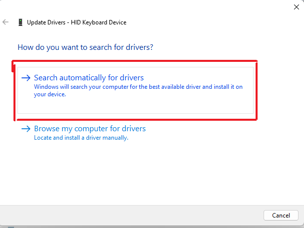 4.Select Automatically for drivers